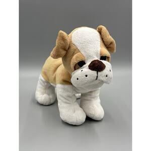 Realistic Bulldog Plush 10” Tan & White Stuffed Animal Fun Stuff 2014